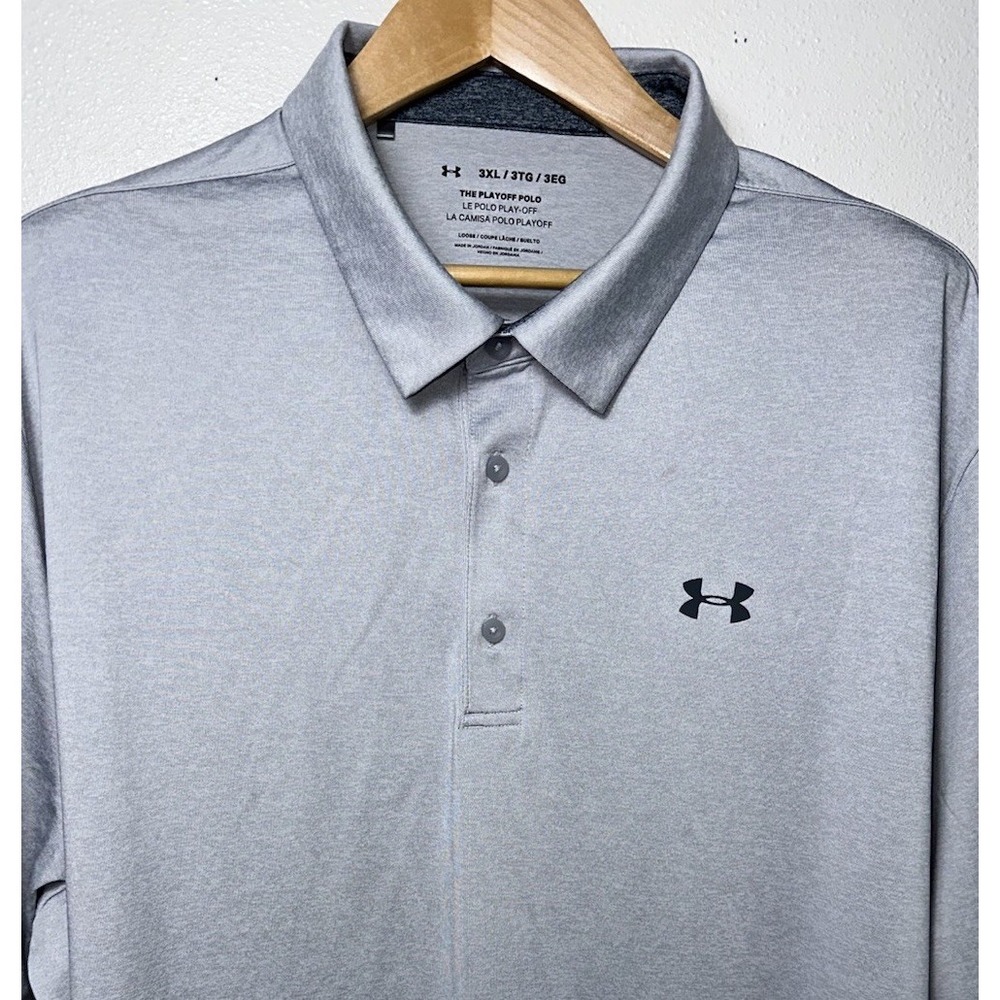 Under Armour Playoff Polo 3XL/XXXL Light Heather Gray Golf Performance Loose Fit